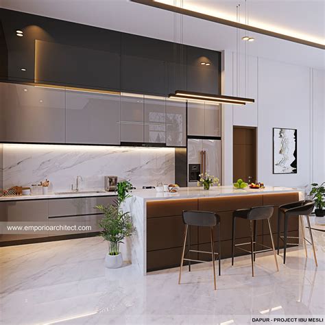 Desain Dapur Interior Rumah Modern 2 Lantai Mrs DR Di Tebet Jakarta