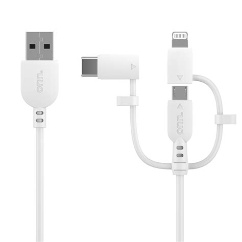 Onn 3 Tri Tip To USB Cable Lightning Type C Micro USB Cable For