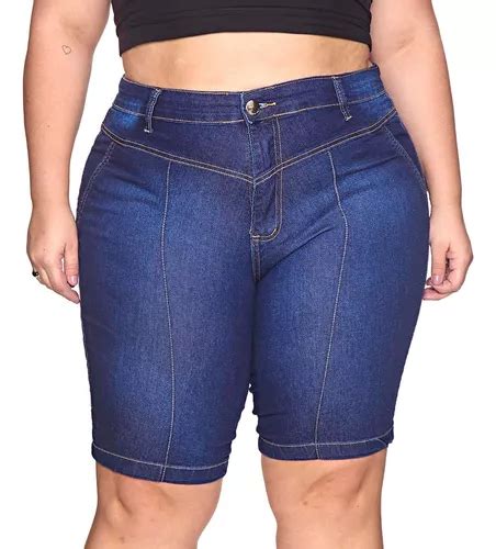 Bermuda Jeans Plus Size Feminino Cintura Alta Z Per Mercadolivre