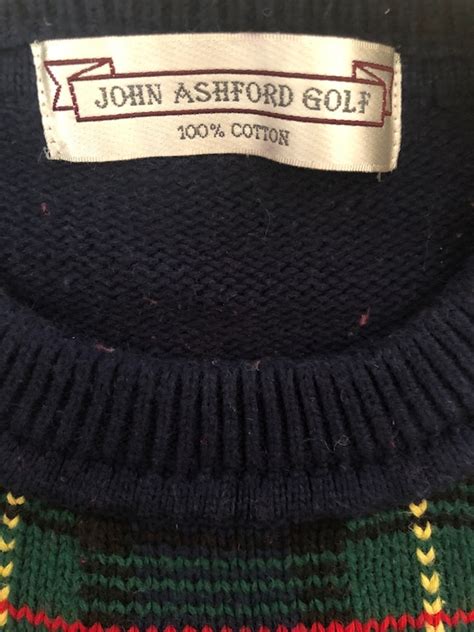 Vintage Mens John Ashford Golf Sweater Navy Blue Pla Gem