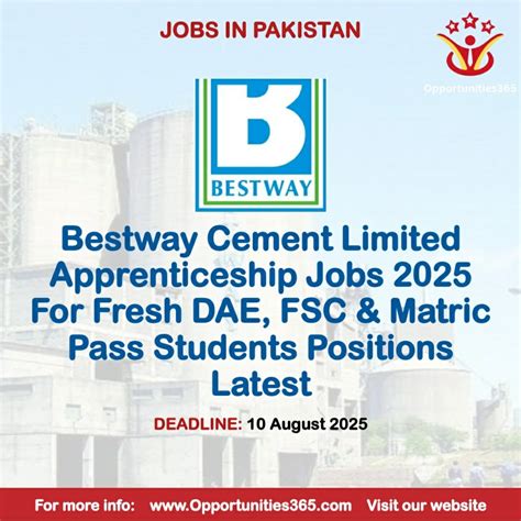bestway cement limited apprenticeship jobs   fresh dae fsc