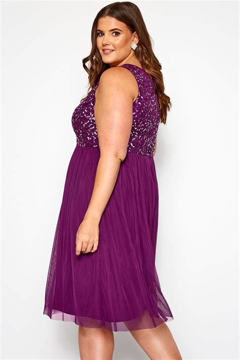 Luxe Purple Sequin Embellished Dress Yours Clothing