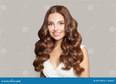 Attractive Woman With Long And Shiny Curly Hair Beautiful Model Woman With Curly Hairstyle