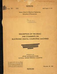 ENIAC ECKERT, J. PRESPER, JOHN W. MAUCHLY, HERMAN H. GOLDSTINE and JOHN ...