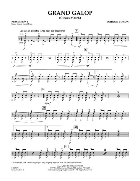 Grand Galop (Circus March) - Percussion 1 by Johnnie Vinson - Concert Band - Digital Sheet Music ...