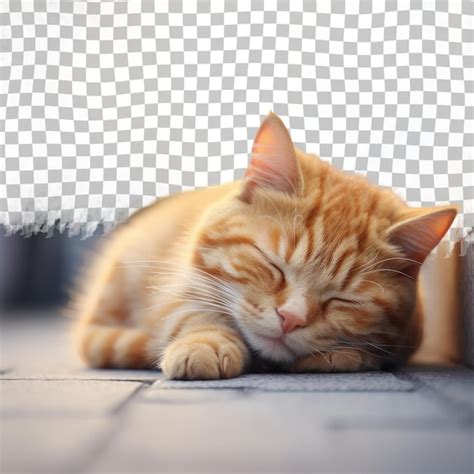 Premium Psd Felidae Cat Peacefully Napping Eyes Closed On Transparent