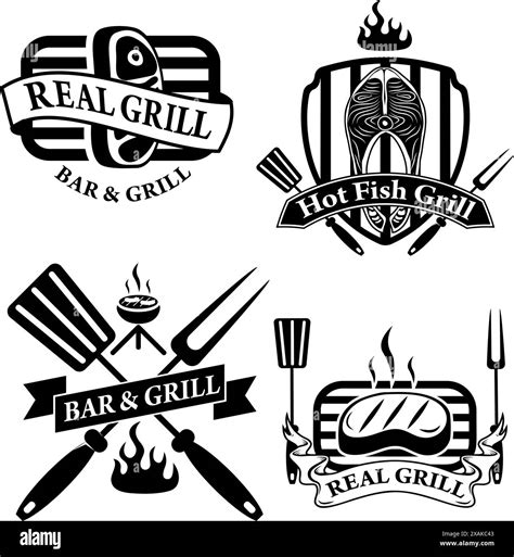 Collection Of Vintage Retro BBQ Badges And Labels Stock Vector Image