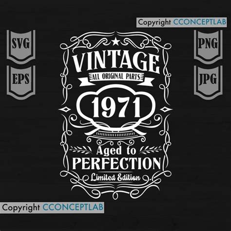 50th Birthday Svg Aged To Perfection Svg Vintage Svg Etsy