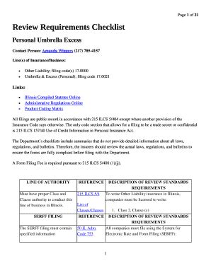 Fillable Online Insurance Illinois Personal Umbrella Excess Fax Email