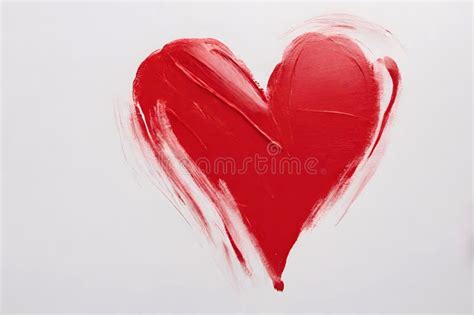 Red Painted Heart Isolated On White Background Stock Illustration