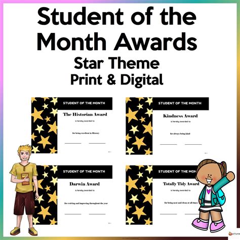 Editable Student Of The Month Awards Print And Digital Star Edition