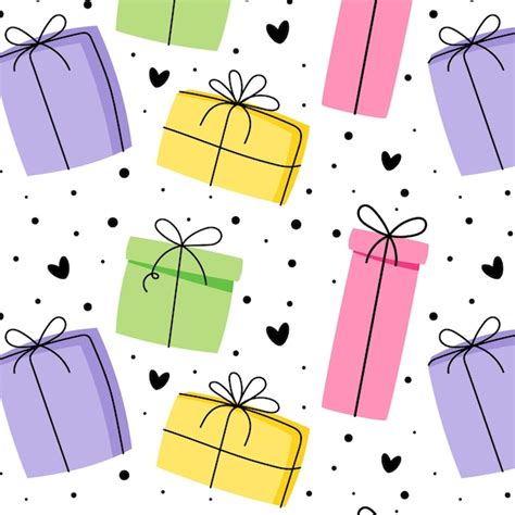 Premium Vector Gift Boxes Pattern In Hand Drawn Doodle Style