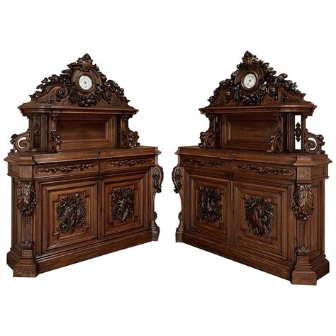 Pair Stunning French Renaissance Revival Sculpted Buffets Are Monuments