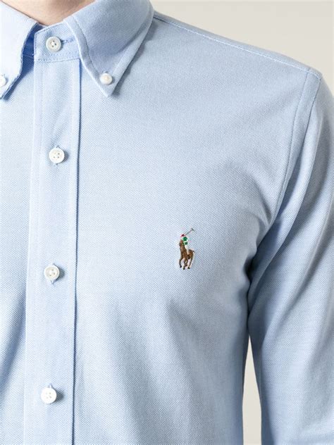 Polo Ralph Lauren Logo Embroidered Classic Shirt In Blue For Men Lyst