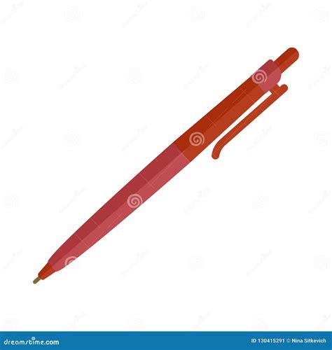 Red Pen Icon Flat Style Stock Vector Illustration Of Closeup 130415291