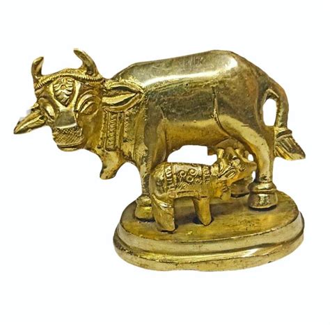 5 5inch Brass Kamadhenu Cow Calf Statue at Rs 499 piece गय क पतल