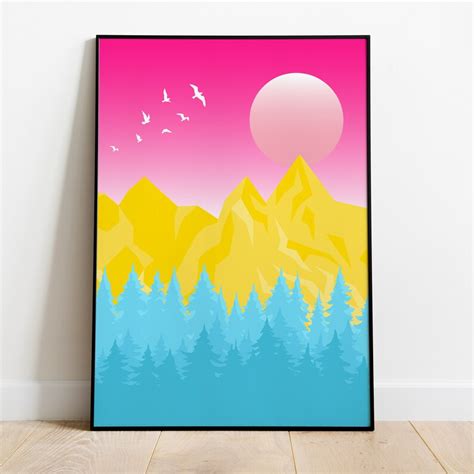 Pansexual Landscape Art Print Pansexuality Minimal Poster Etsy