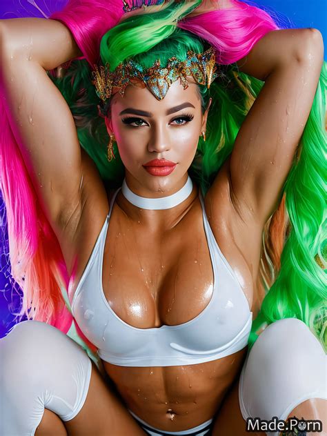 Porn Image Of Oiled Body Leather Woman Neon Babe Fairer Skin Long Hair Created By AI