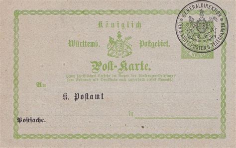 KÖNIGLICH WÜRTTEMBERG POSTGEBIET 188 1 Kreuzer Ganzsache auf Pk mit