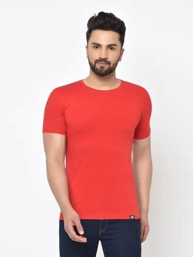 Hosiery Plain Men Red T Shirt Round Neck At Rs 230piece In New Delhi Id 2850489178833