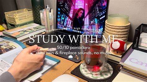 Hr Study With Me Pomodoro Calm Rain Fireplace