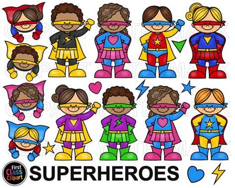 Clipart De Superhéroes Clip Art De Superhéroes Clipart De Etsy México