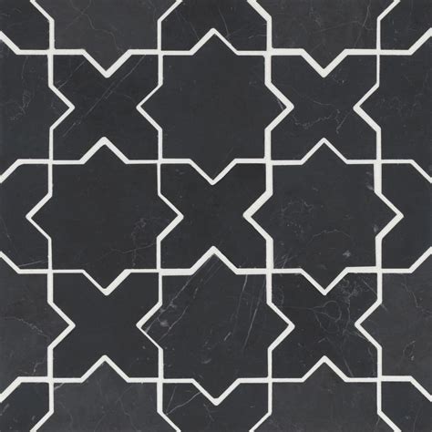 Monet Honed Marble Mosaic Tile In Nero Marquina In Marble