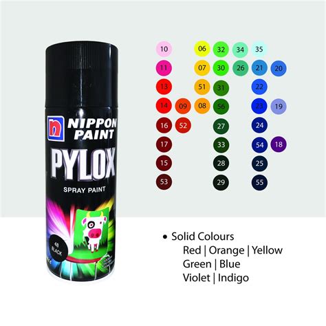 Nippon Paint Pylox Solid Rainbow Colours Spray Paint Cc Shopee