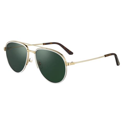 Cartier Pilot Platinum Finish Green Polarized Lenses Santos De Cartier Collection