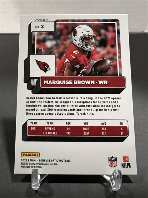 2022 Panini Donruss Optic 3 Marquise Brown Silver Holo Prizm SP 3