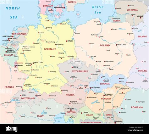 Mapa De Europa Central Imagen Vector De Stock Alamy