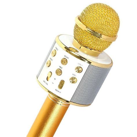 Караоке микрофон M062B, Bluetooth, златен - eMAG.bg