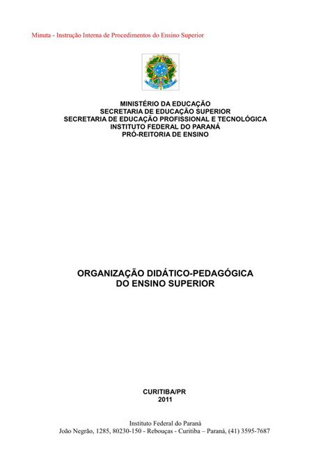 Pdf Organiza O Did Tico Pedag Gica Do Reitoria Ifpr Edu Br Wp