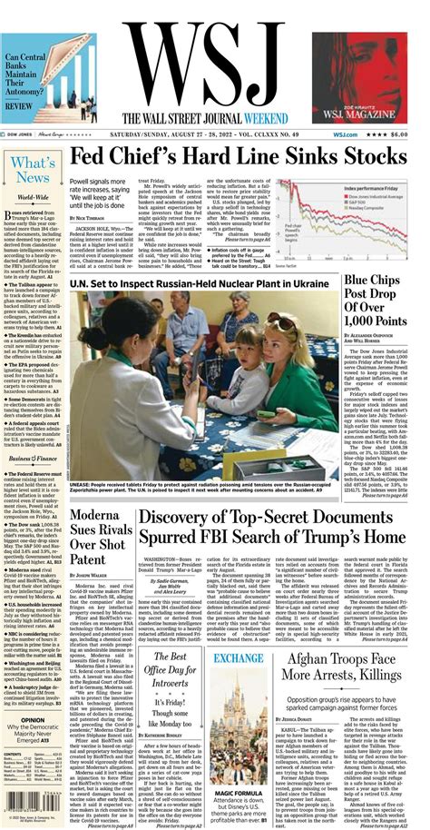 The Wall Street Journal On Twitter Take A Look At The Front Page Of