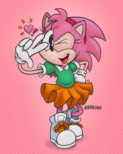 Amy Rose Classic By Insanedingoart On Deviantart