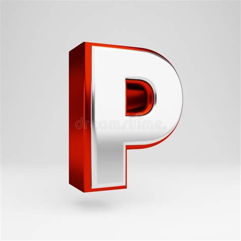 Metal 3d Letter P Uppercase Metallic Red And White Font Isolated On