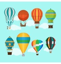 Vintage Hot Air Balloons Stickers Set Royalty Free Vector