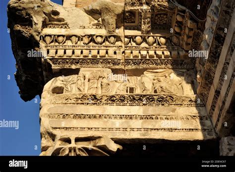 Italy Rome Nerva Forum Minerva Temple Frieze Close Up Stock Photo