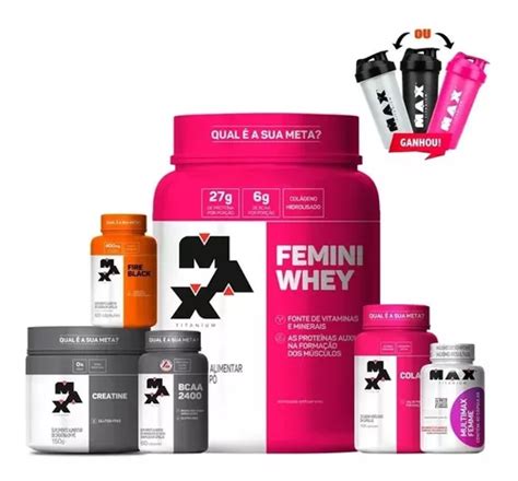 Kit Femini Whey Bcaa Colageno Creatina Thermogenico Frete Gr Tis