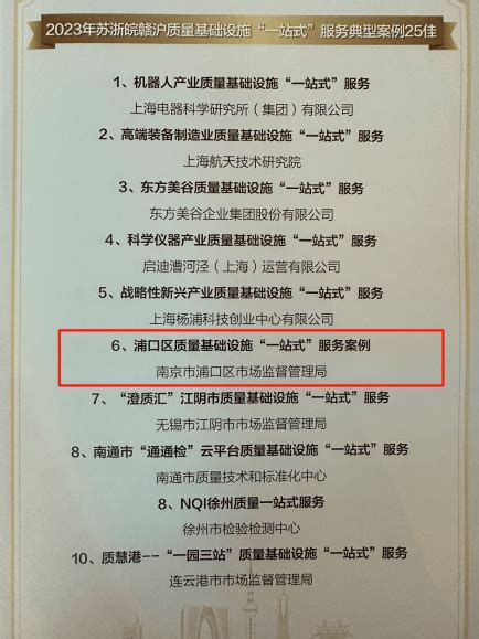 喜报！浦口区案例在2023年全国“质量月”苏浙皖赣沪共同行动中获奖！服务市场活动