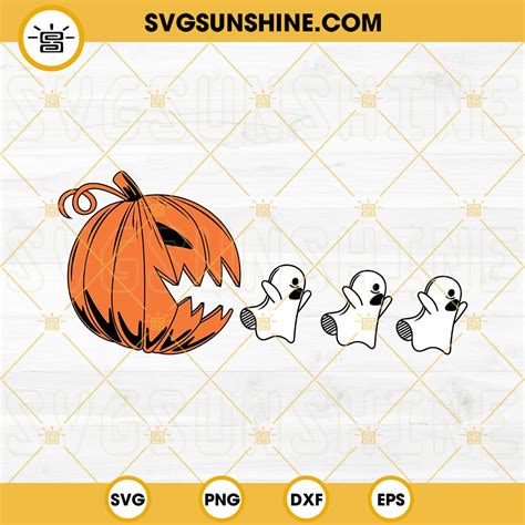 Pumpkin Pacman Svg Boo Sheet Halloween Svg Png Dxf Eps Cut Files