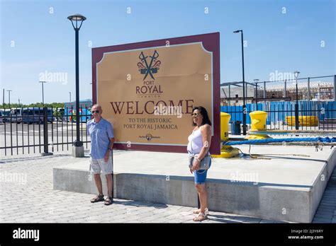 Welcome Cruise Terminal Sign Couple Port Royal Harbour Kingston Hi Res