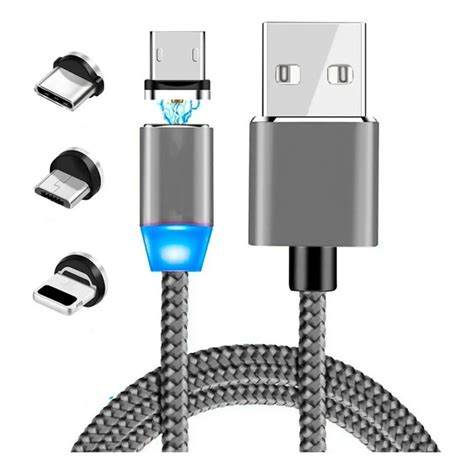 Cable Magnetico Cargador IPhone Tipo C Micro Usb 3 Puntas Color