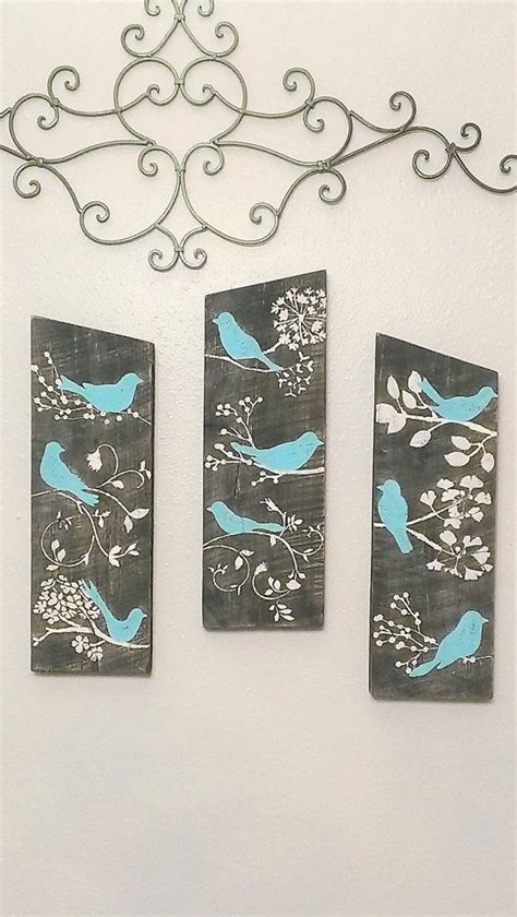 Rustic Bird Sign Country Birds Painting Shabby Chic Wall Decor Sign