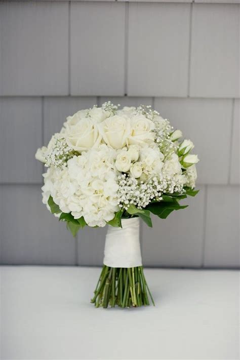 BRIDE White Roses Petite Roses Hydrangea Babys Breath Bouquets De