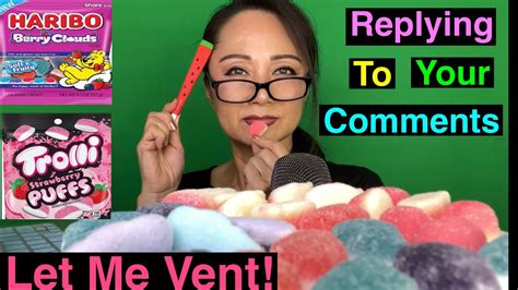 Asmr Eating Trolli Puff Vs Haribo Berry Clouds Gummies And Replying To