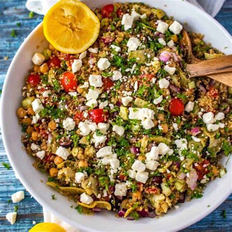 Minute Mediterranean Quinoa Salad With Feta Recipe Wendy Polisi