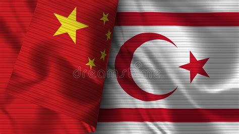 Turkish Republic Of Northern Cyprus And China Realistic Flag Fabric