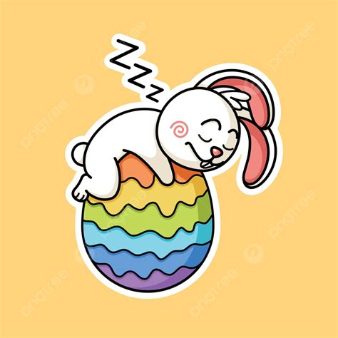 Premium Vector Graphic Asset Sleeping Easter Bunny On Egg In Adorable