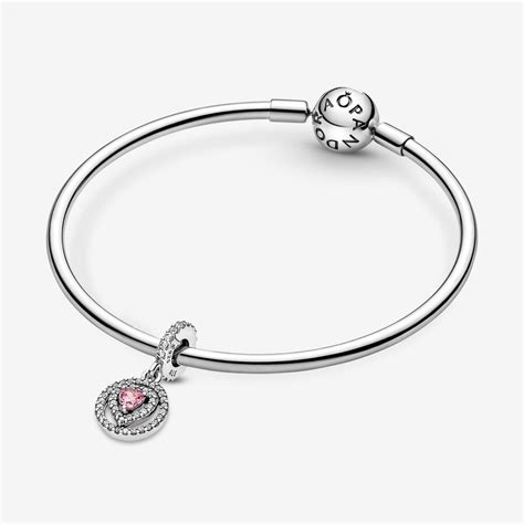 Sparkling Double Halo Heart Dangle Charm Sterling Silver Pandora Us